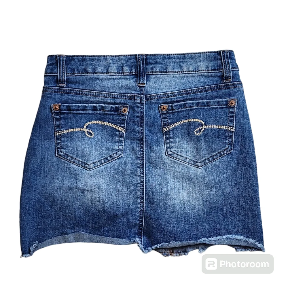 Girls Justice Denim Skirt Size 12 Distressed Frayed Built-in shorts